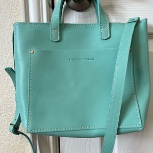 Portland Leather Goods Mini Zippered Crossbody Mint NEW